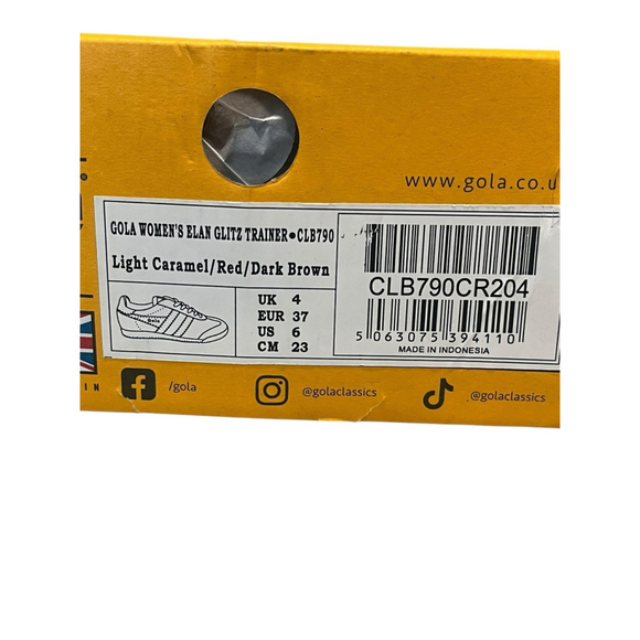 Gola Elan Glitz Trainer Sneaker Womens Size 6 Brown Red Suede Lace Up Shoes NIB - Picture 9 of 11